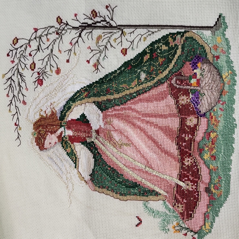 Completed Vintage Christmas Angel Cross Stitch